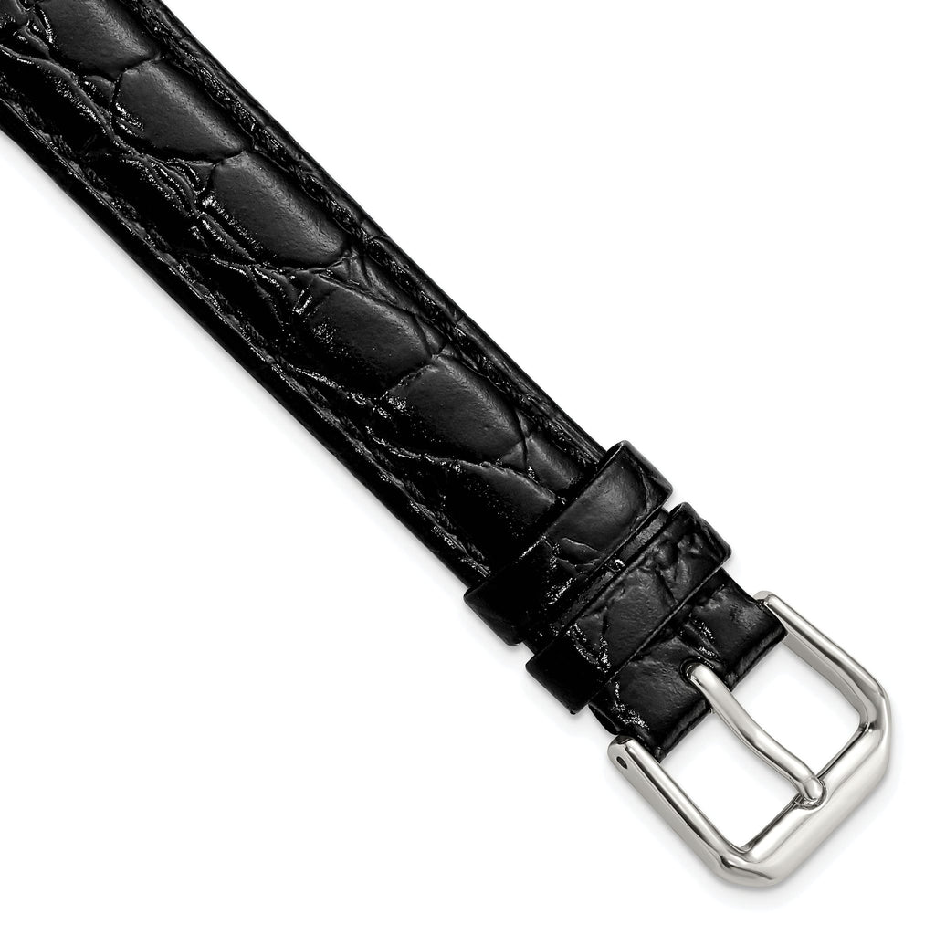Alligator-Grain Leather Watch Band in Black, 15mm