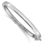 14K White Gold Polished Hinged Bangle Bracelet with Safety Clasp Elegant Women's Jewelry