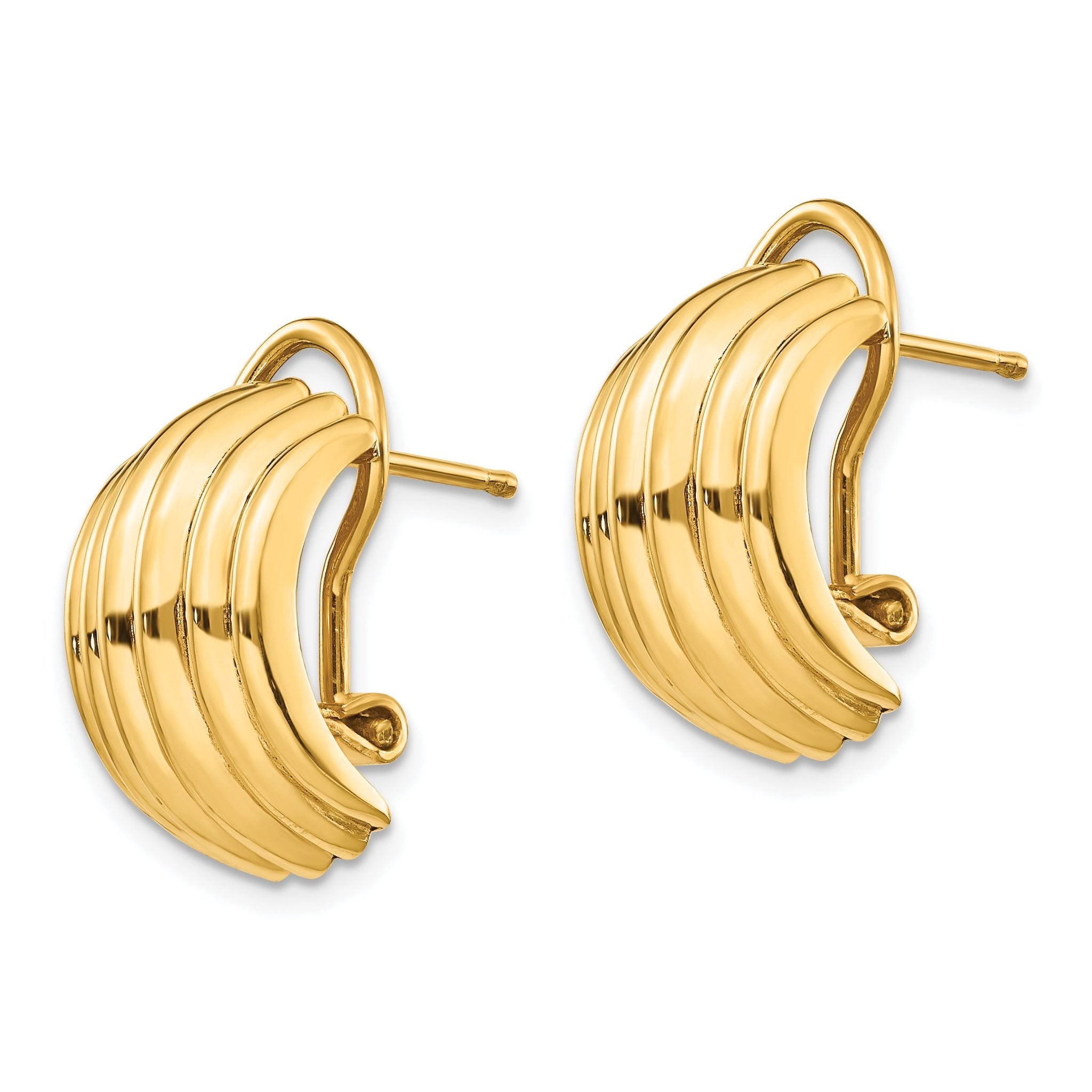 14k Polished Fancy Omega Back Post Earrings Secondary image