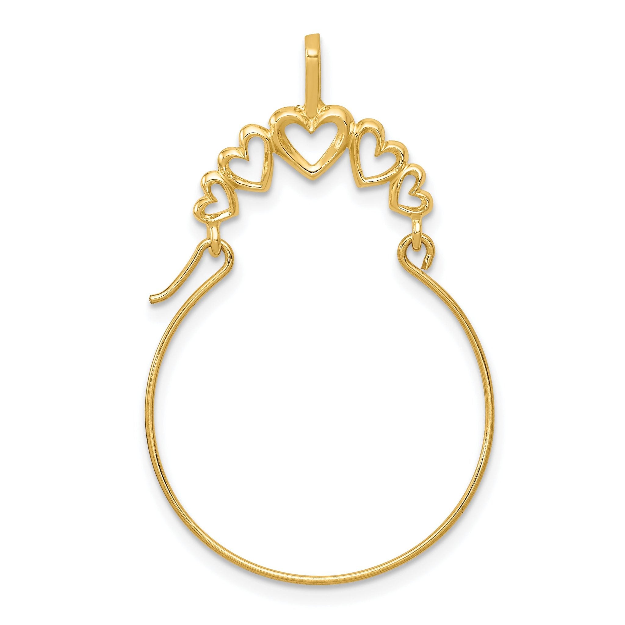 14K Yellow Gold Polished 5-Heart Charm Holder Pendant Elegant and Solid Design Main image
