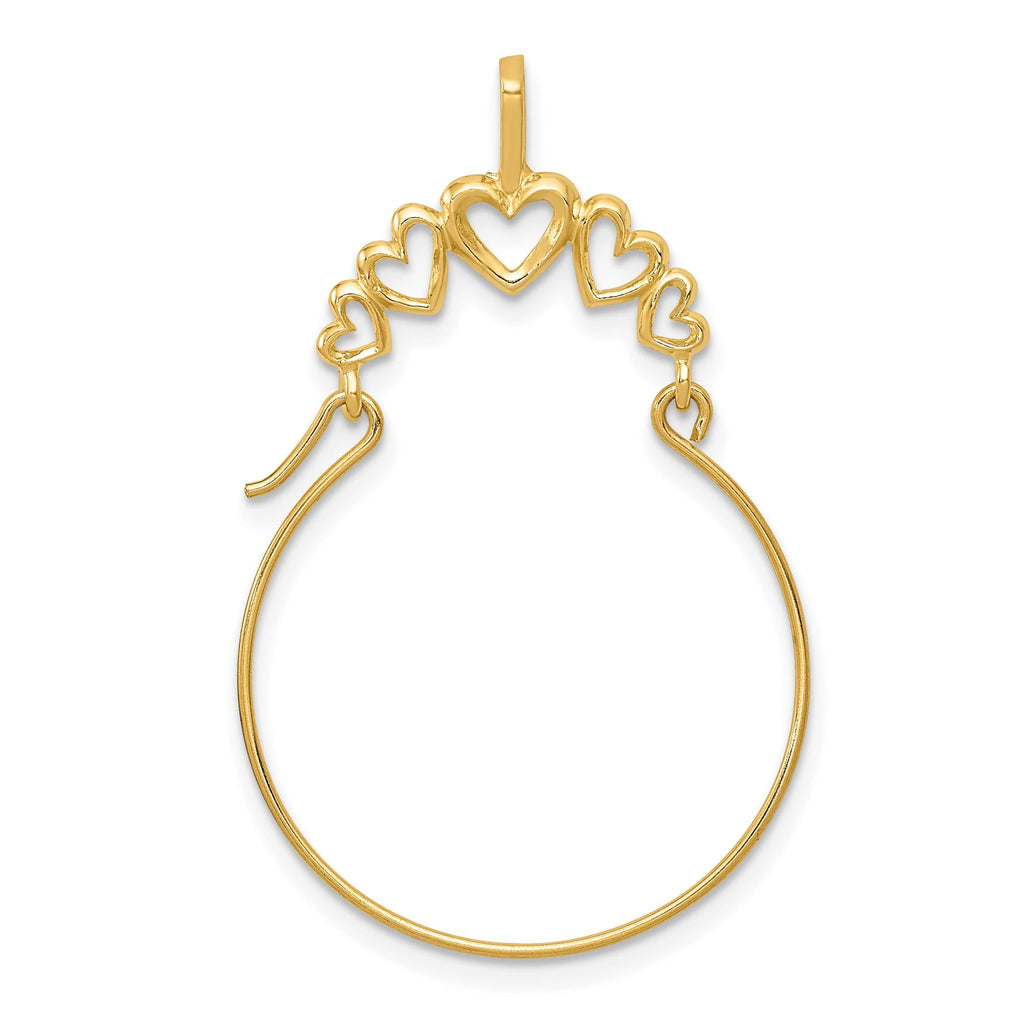 14K Yellow Gold Polished 5-Heart Charm Holder Pendant Elegant and Solid Design