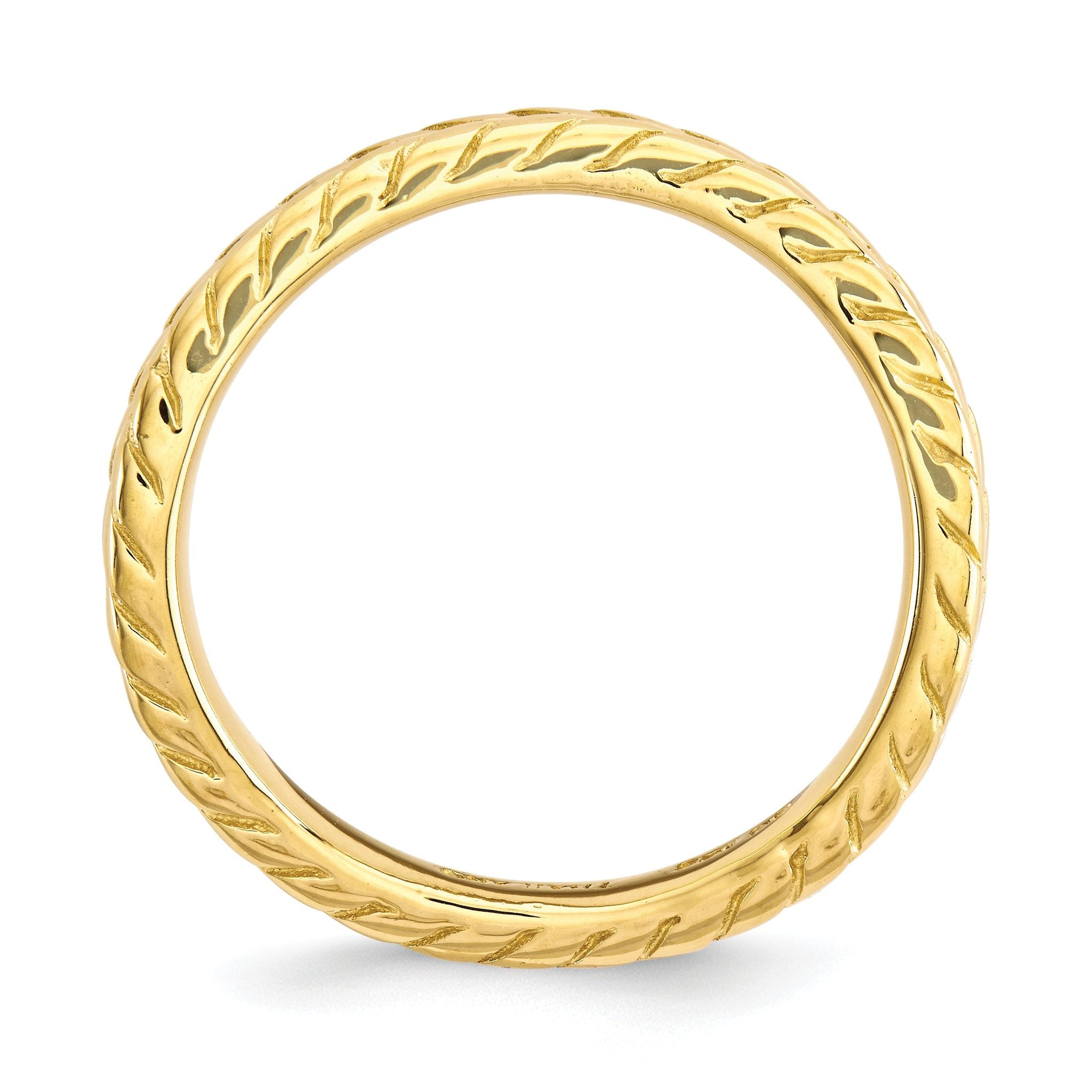 Sterling Silver Stackable Expressions Polished Gold-plate Wave Ring Secondary image