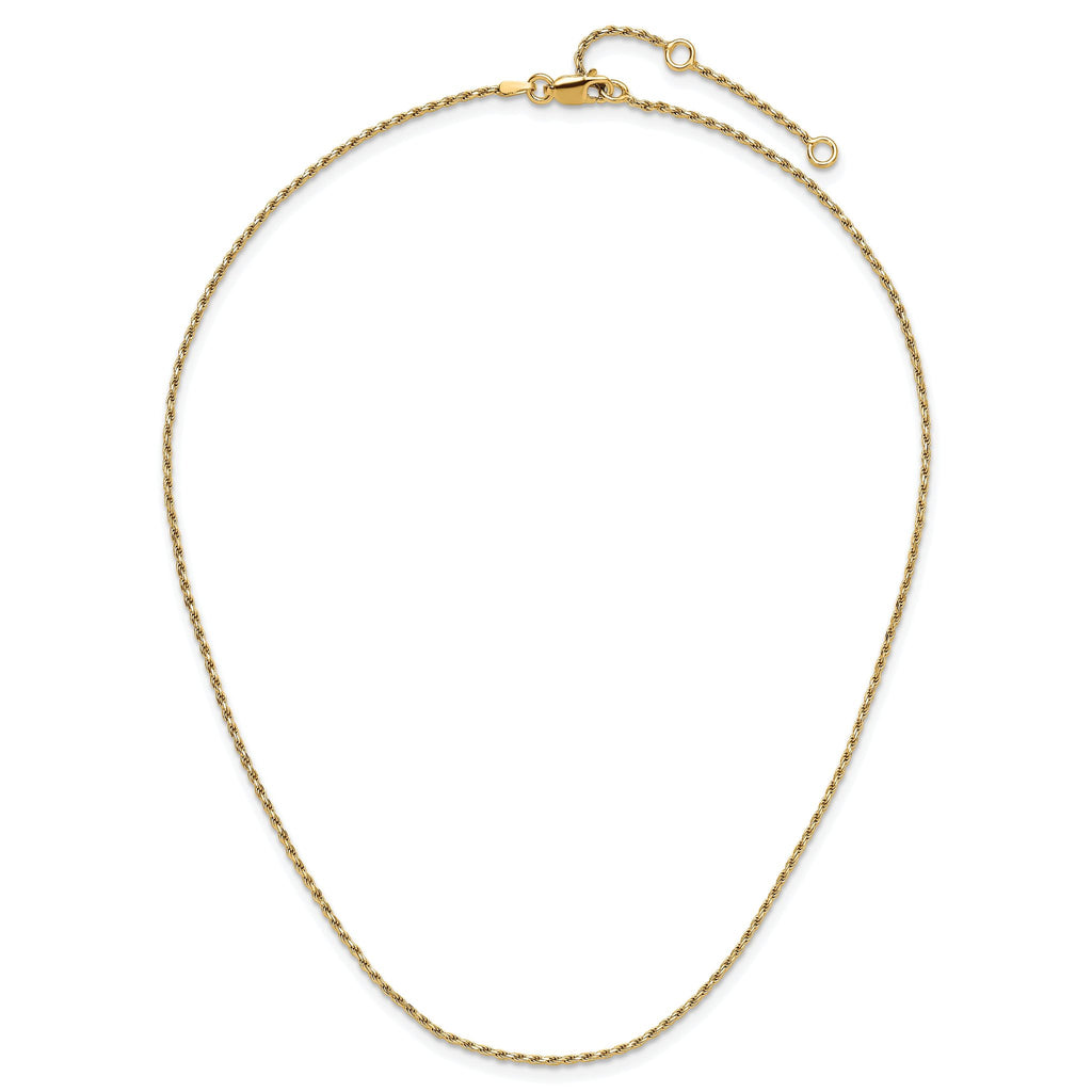 Sterling Silver Gold-plated 1.4mm D/C Rope 1in+1in Adjustable Chai