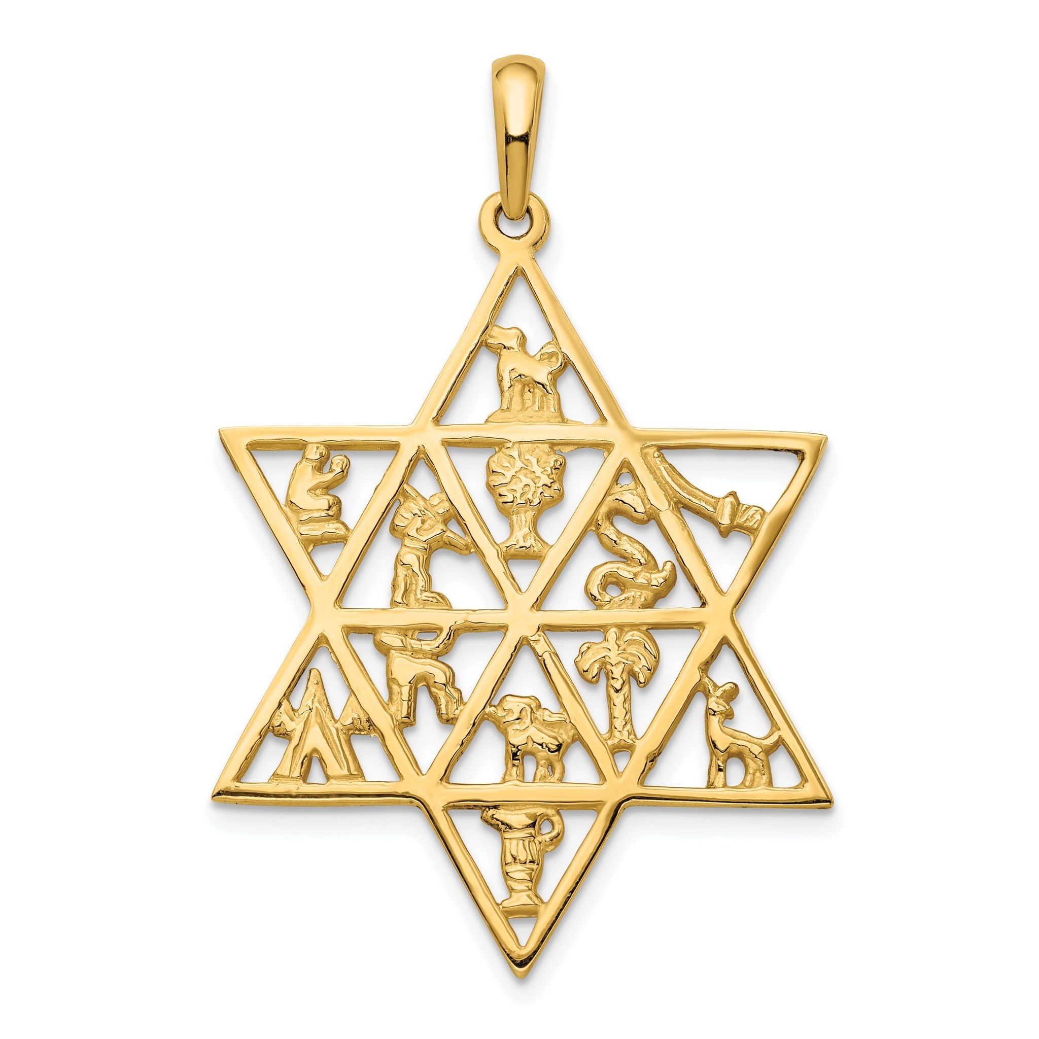 14K Gold Star of David 12 Tribes Pendant Solid, Elegant, Themed Main image