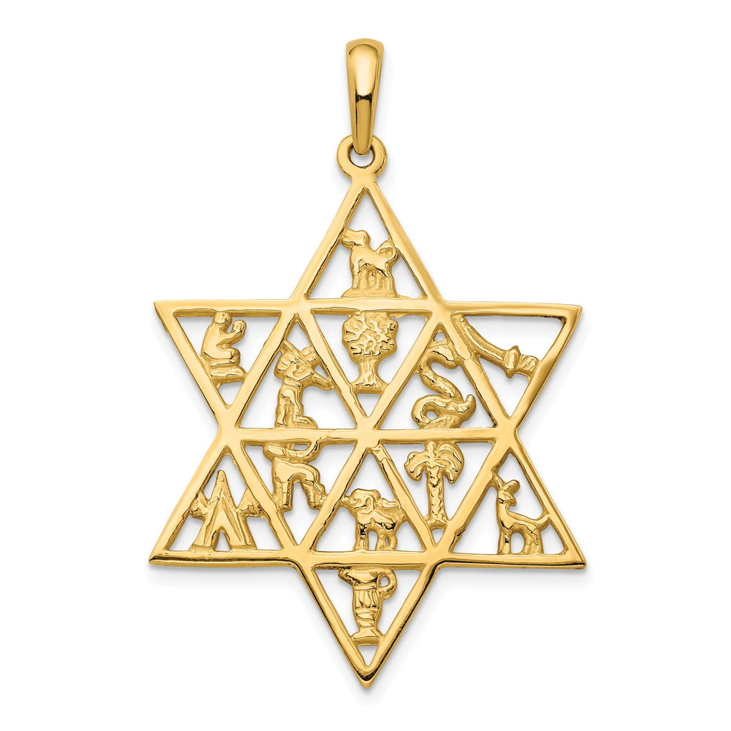 14K Gold Star of David 12 Tribes Pendant Solid, Elegant, Themed