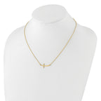 Sterling Silver YG-plated Large Sideways Curved Cross Necklace