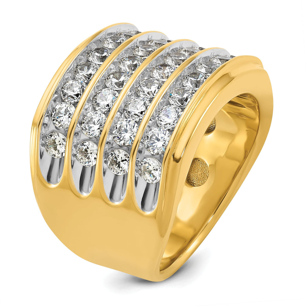 14k Mens Polished 4-Row Ring Mounting, Mounting Only