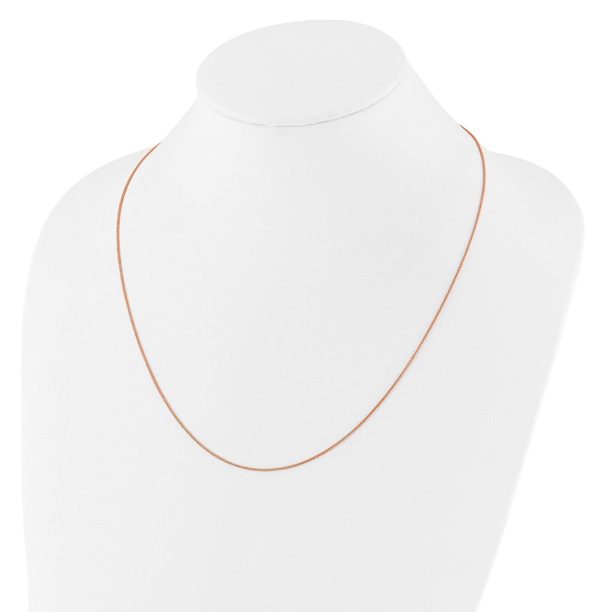 1.0mm 14K Rose Gold Wheat Chain