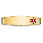 14K Gold Engravable Medical ID Bracelet with Red Enamel