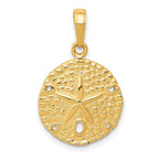 14K Gold Sand Dollar Pendant for Men with Polished Finish