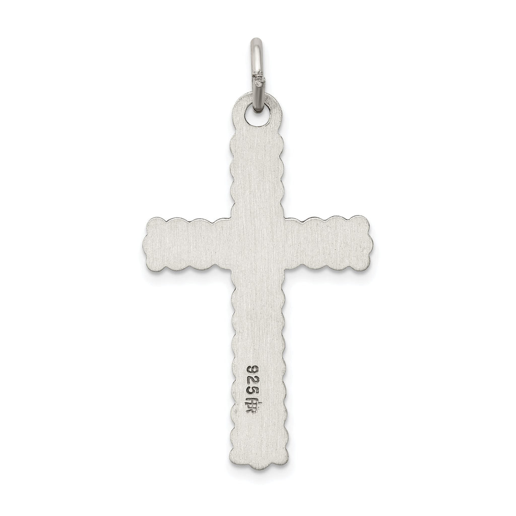 Sterling Silver 925 INRI Crucifix Pendant with Antiqued Polished Finish