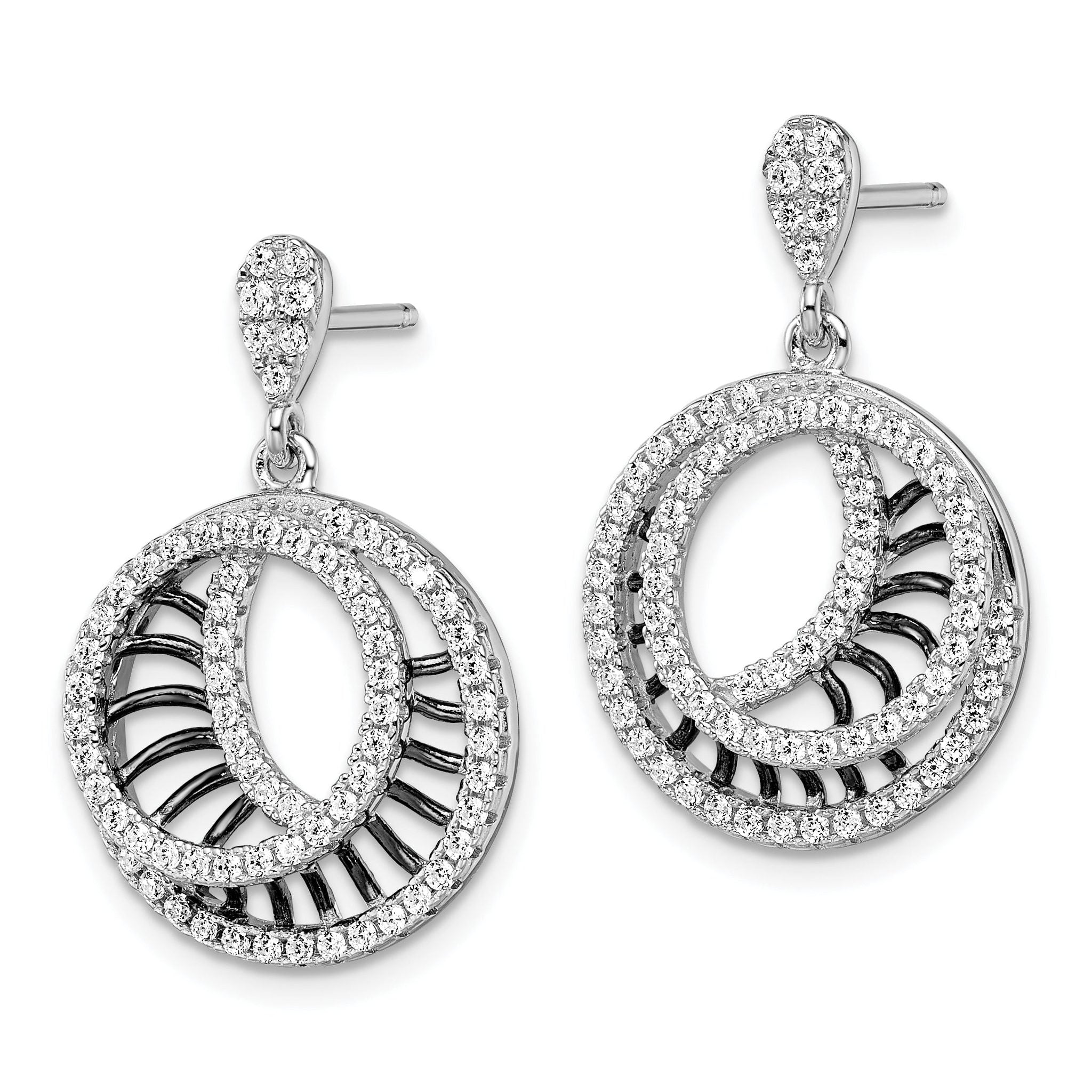 Sophia Jewelers 925 Sterling Silver Drop Earrings with Black CZ Elegance Secondary image