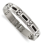 Stainless Steel Men's Jewelry Set with Black Enamel Polished Finish