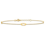 14k Polished Infinity and Heart 9 inch Anklet with 1 inch Extender - Total 10 inch Anklet