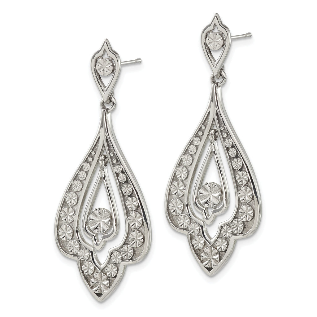 Stainless Steel Polished Textured Drop Dangle Earrings for Women