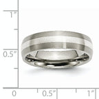 Chisel Titanium Brushed with Sterling Silver Inlay 6mm Band