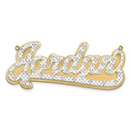 14KY and Rhodium 3D Diamond Name Plate