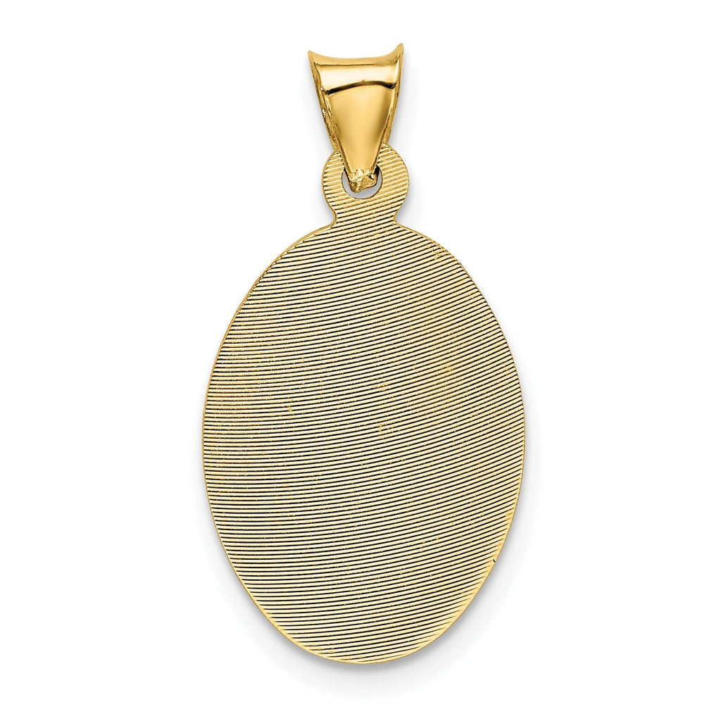 14K Gold Baptism Oval Pendant with Rose & White Rhodium Diamond-Cut Detailing