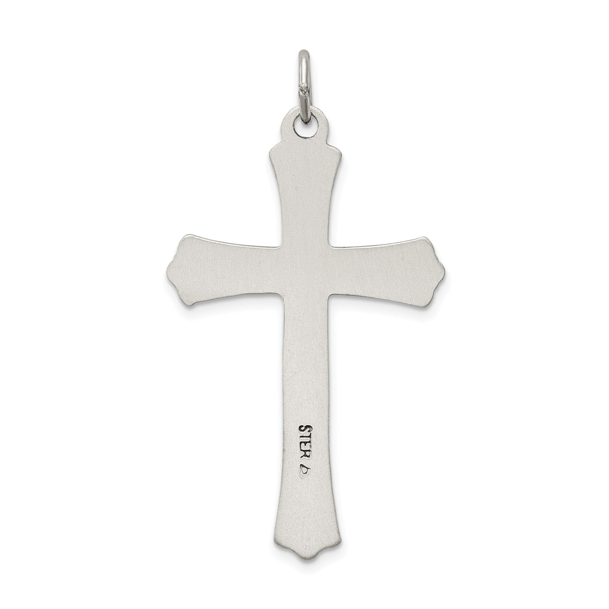 Sterling Silver Satin Halo Cross Pendant with Antique Finish