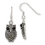 Sterling Silver Owl Drop Earrings with Antique Marcasite and Black Agate