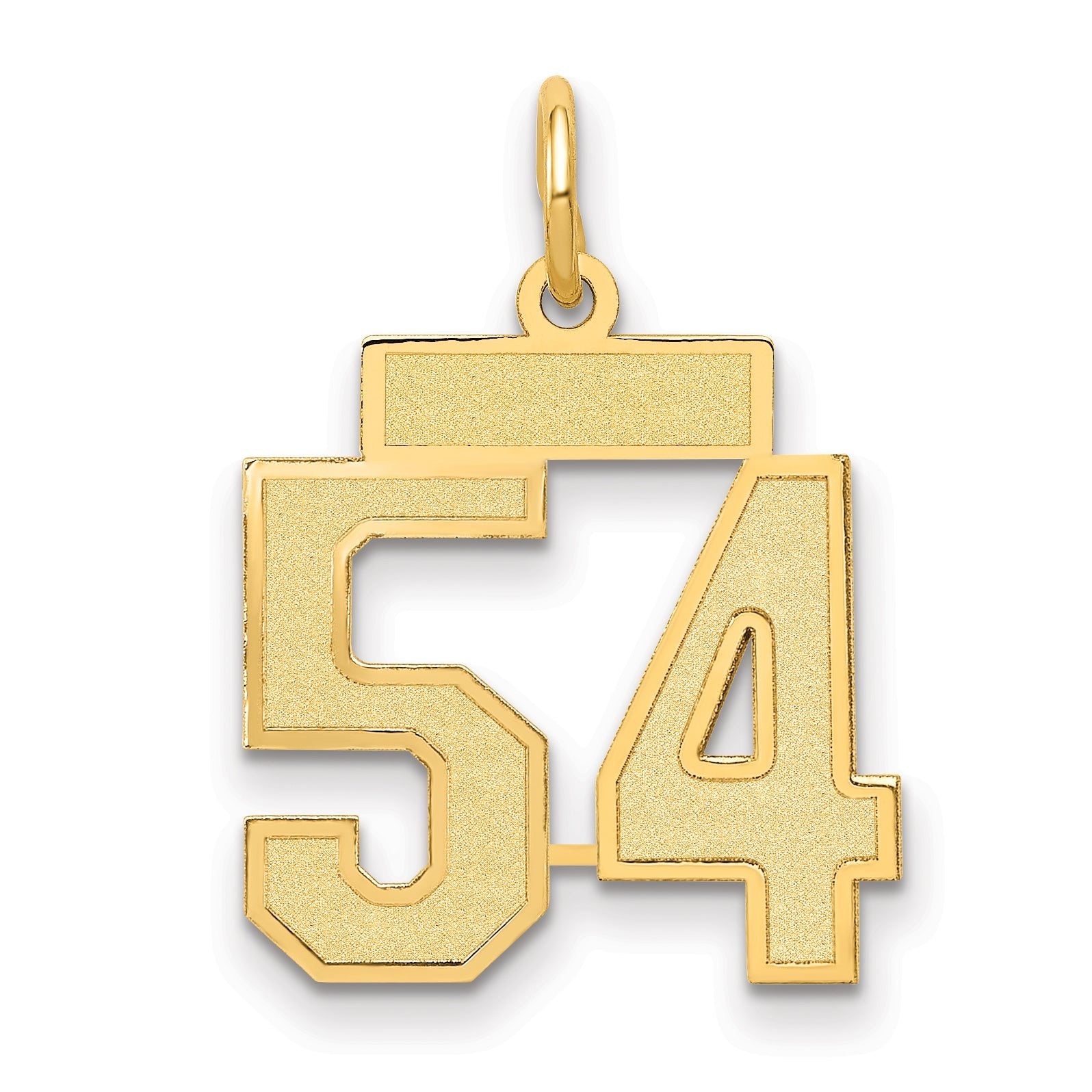 14K Gold Small Satin Number 54 Charm with Brushed Finish