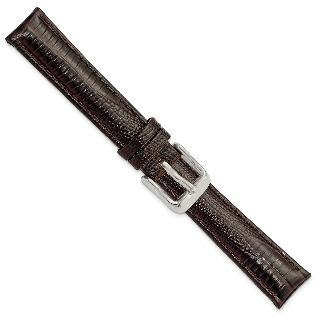 Teju Lizard Grain Leather Watch Band in Brown, 14mm