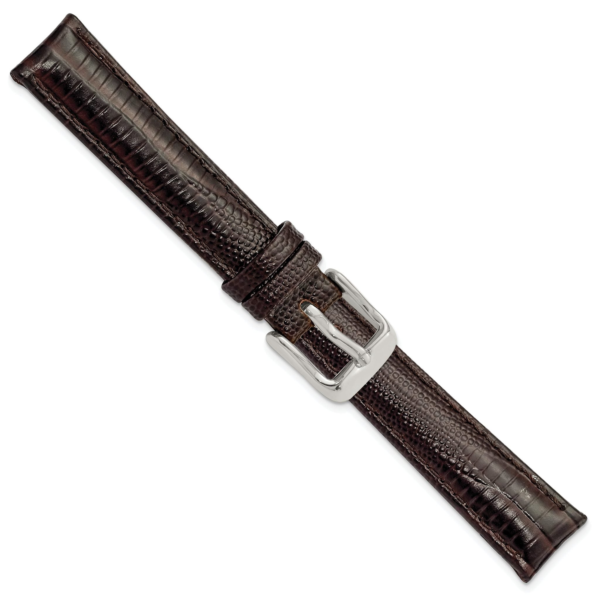 Teju Lizard Grain Leather Watch Band in Brown, 14mm