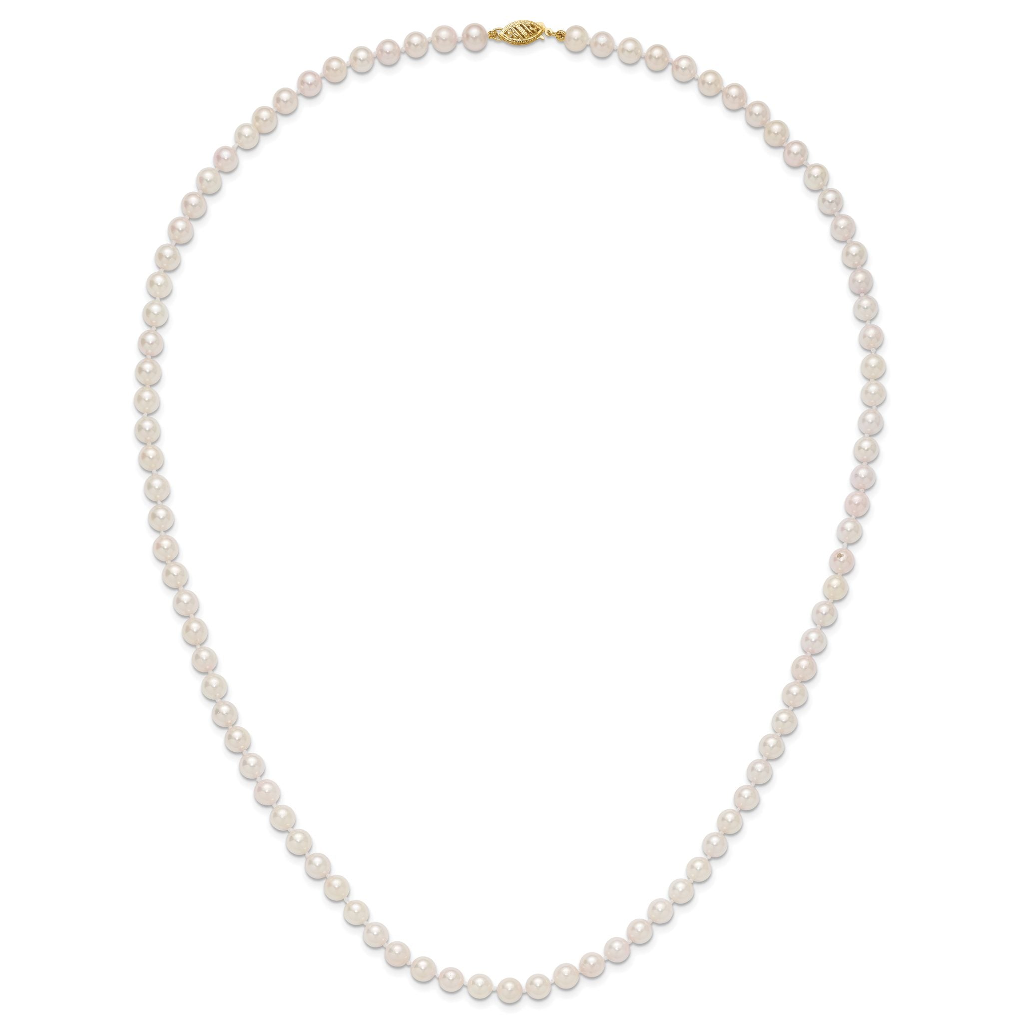 14k 6-7mm White Round Akoya Saltwater Cultured Pearl Necklace