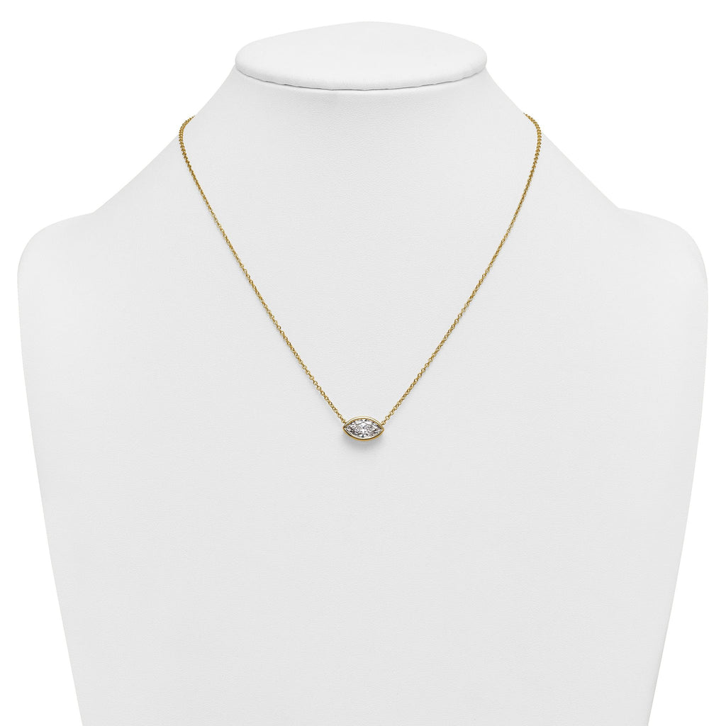 14ky Marquise Certified Lab Grown VS/SI+ G+ Complete Diamond Pendant with C