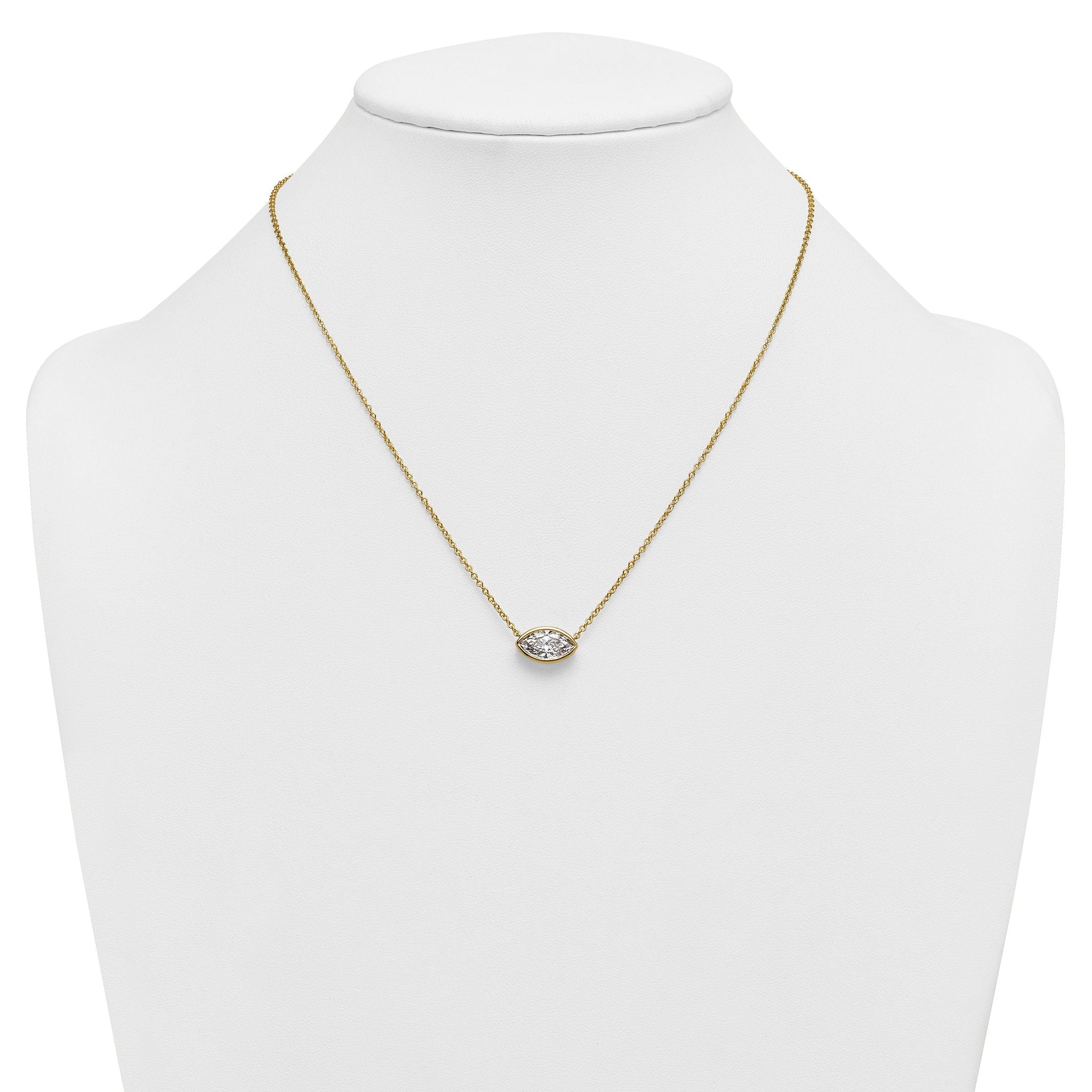 14ky Marquise Certified Lab Grown VS/SI+ G+ Complete Diamond Pendant with C