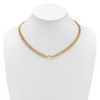 14K Polished Circle Accent Fancy Link Necklace