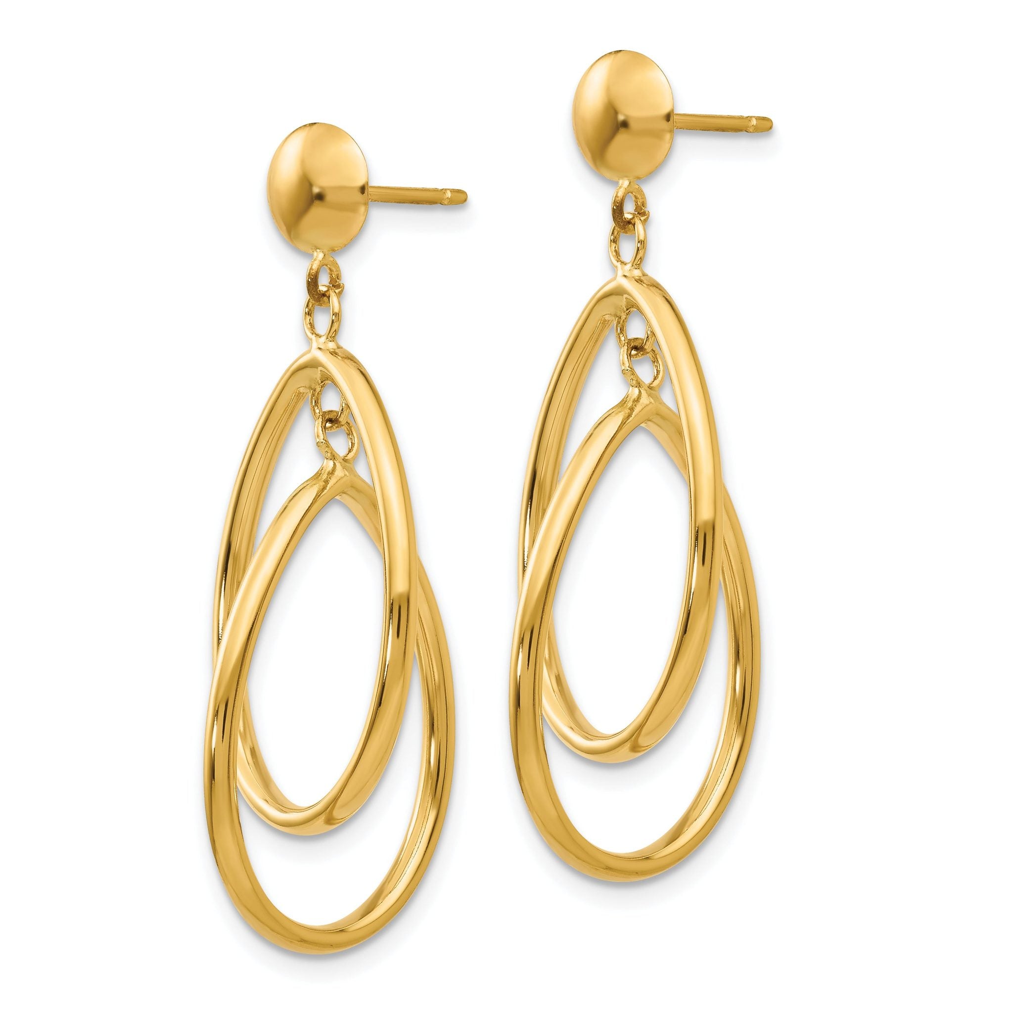 14k Polished Oval Dangle Earrings