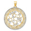 14K Gold White Rhodium Filigree Pendant with Diamond-Cut Detailing