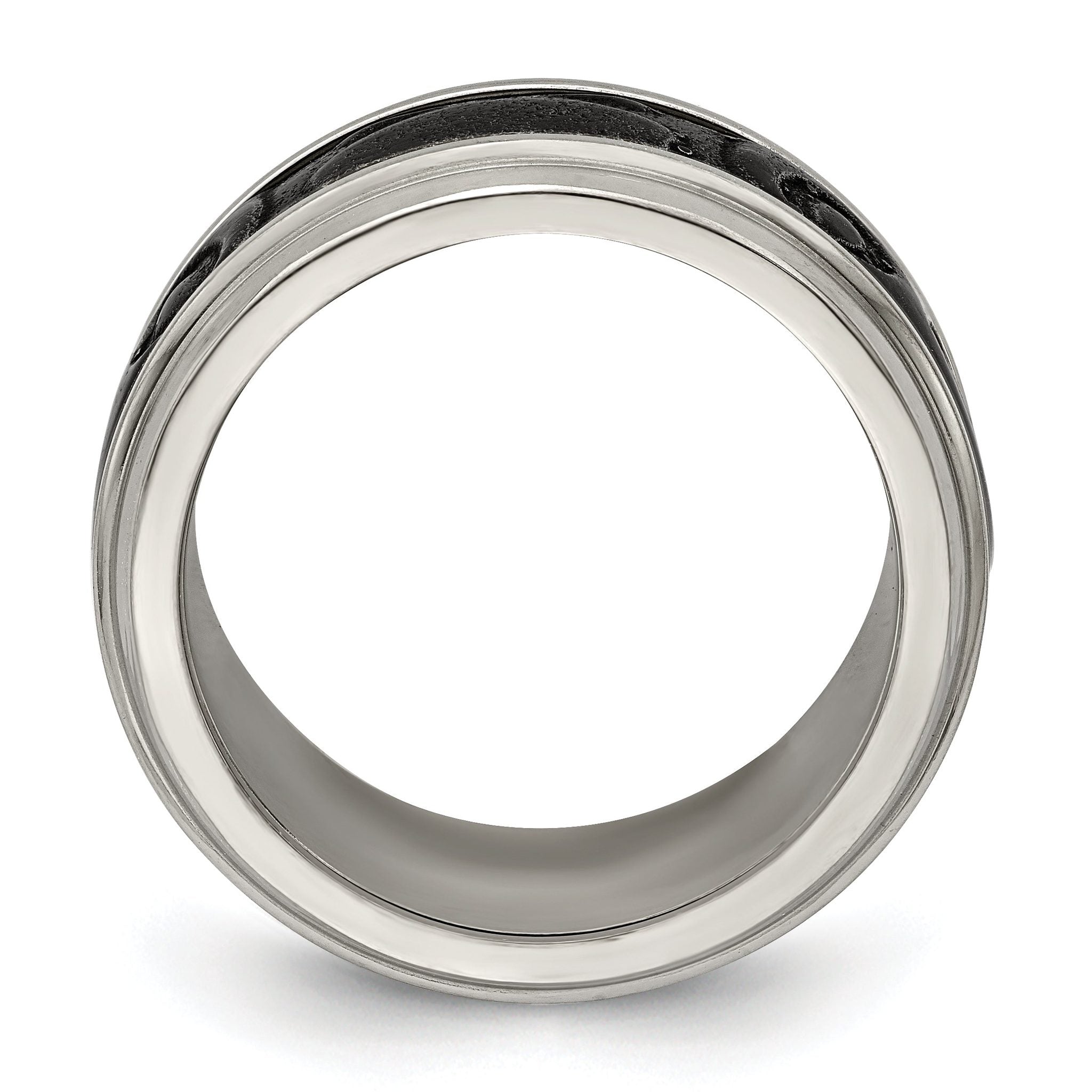 Edward Mirell Titanium Wedding Band with Black Inlay Polished Finish Secondary image