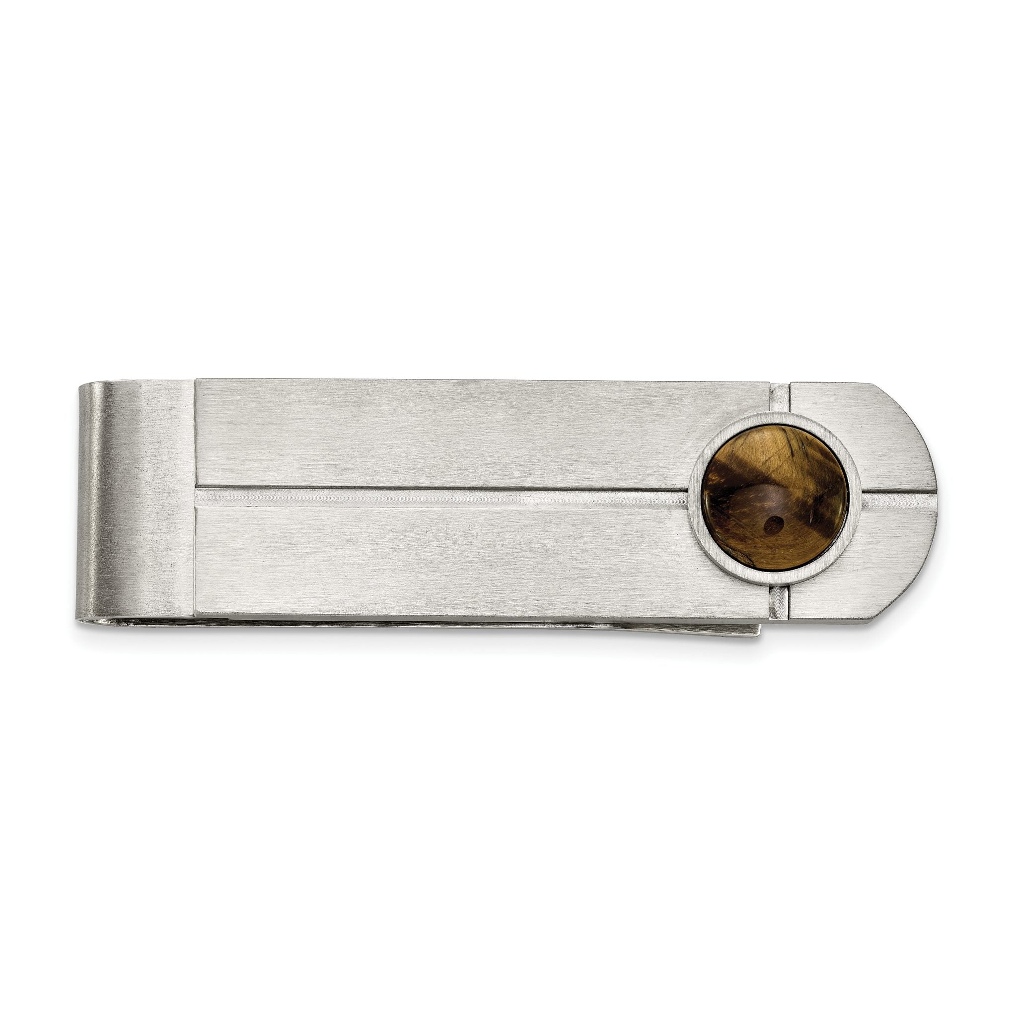Chisel Stainless Steel Brushed with Tiger's Eye Money Clip Main image