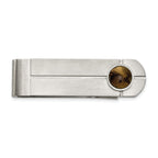 Chisel Stainless Steel Brushed with Tiger's Eye Money Clip