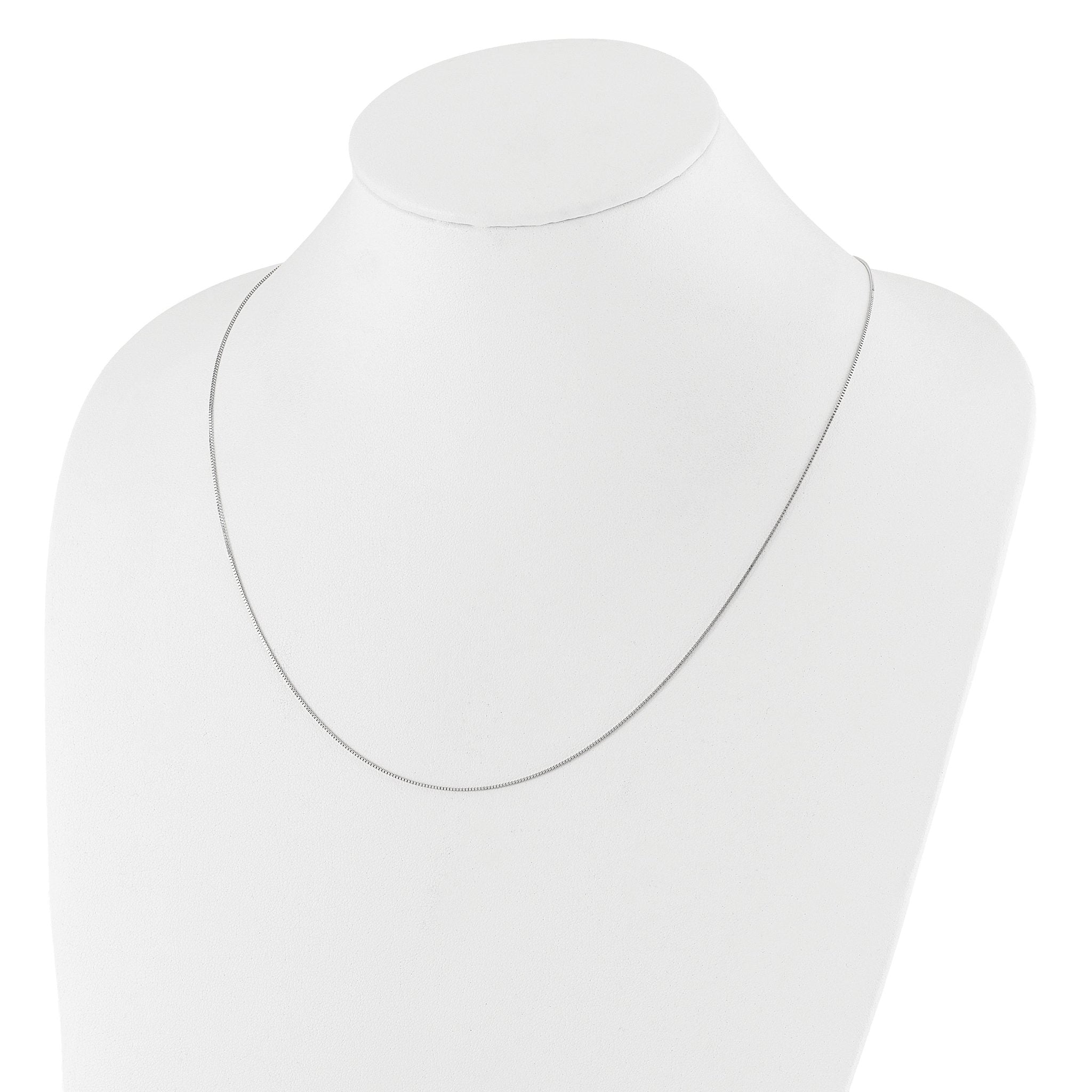 0.7mm 10K White Gold Box Chain