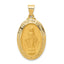14K Polished and Satin Miraculous Medal Hollow Pendant
