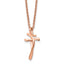 Chisel Stainless Steel Polished Rose IP-plated Twisted Cross Pendant on an 18.25 inch Cable Chain Necklace