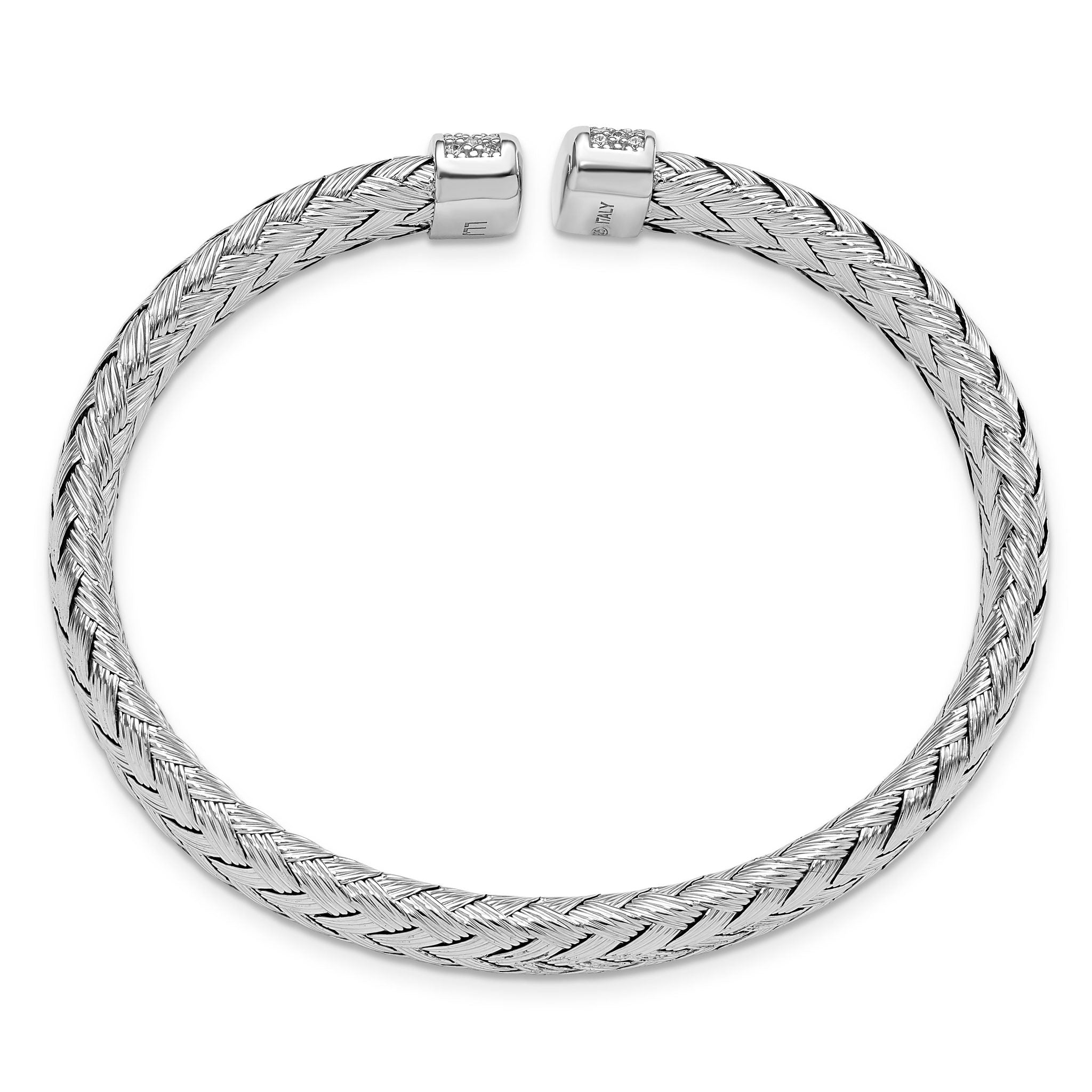 Sterling Silver CZ Woven Flexible Cuff Secondary image
