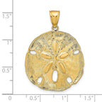 14K Gold Sand Dollar Pendant for Men with Polished Textured Finish
