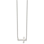 Sophia Jewelers Unisex Polished Stainless Steel Sideways Cross Necklace