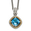 Shey Couture Sterling Silver with 14K Accent 18 Inch Antiqued Cushion Swiss Blue Topaz Necklace