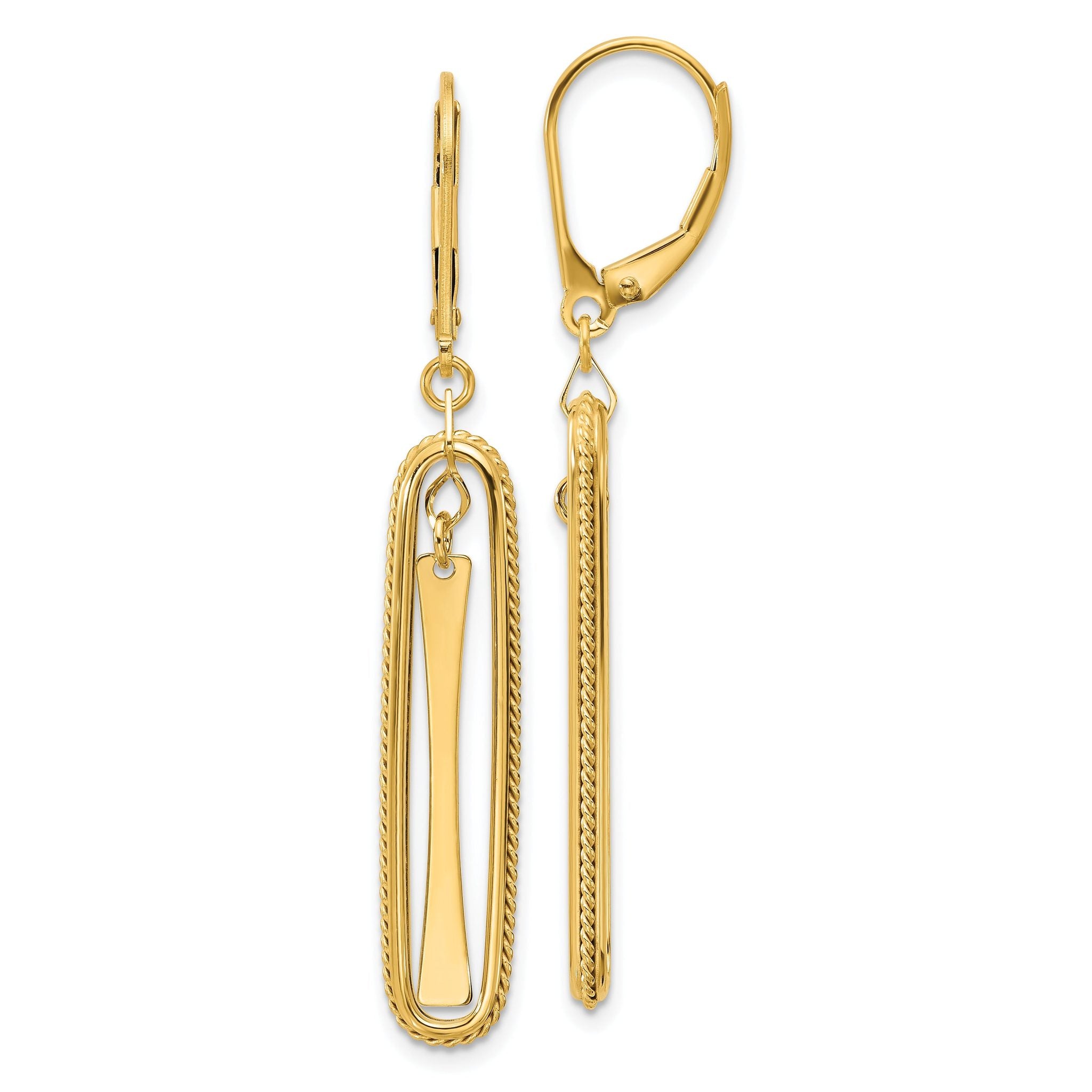 14K Polished Dangle Leverback Earrings Main image