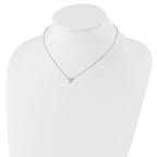 Sterling Silver Rhodium-plated Polished Shark Tooth 16 inch with a 2 inch extention Necklace