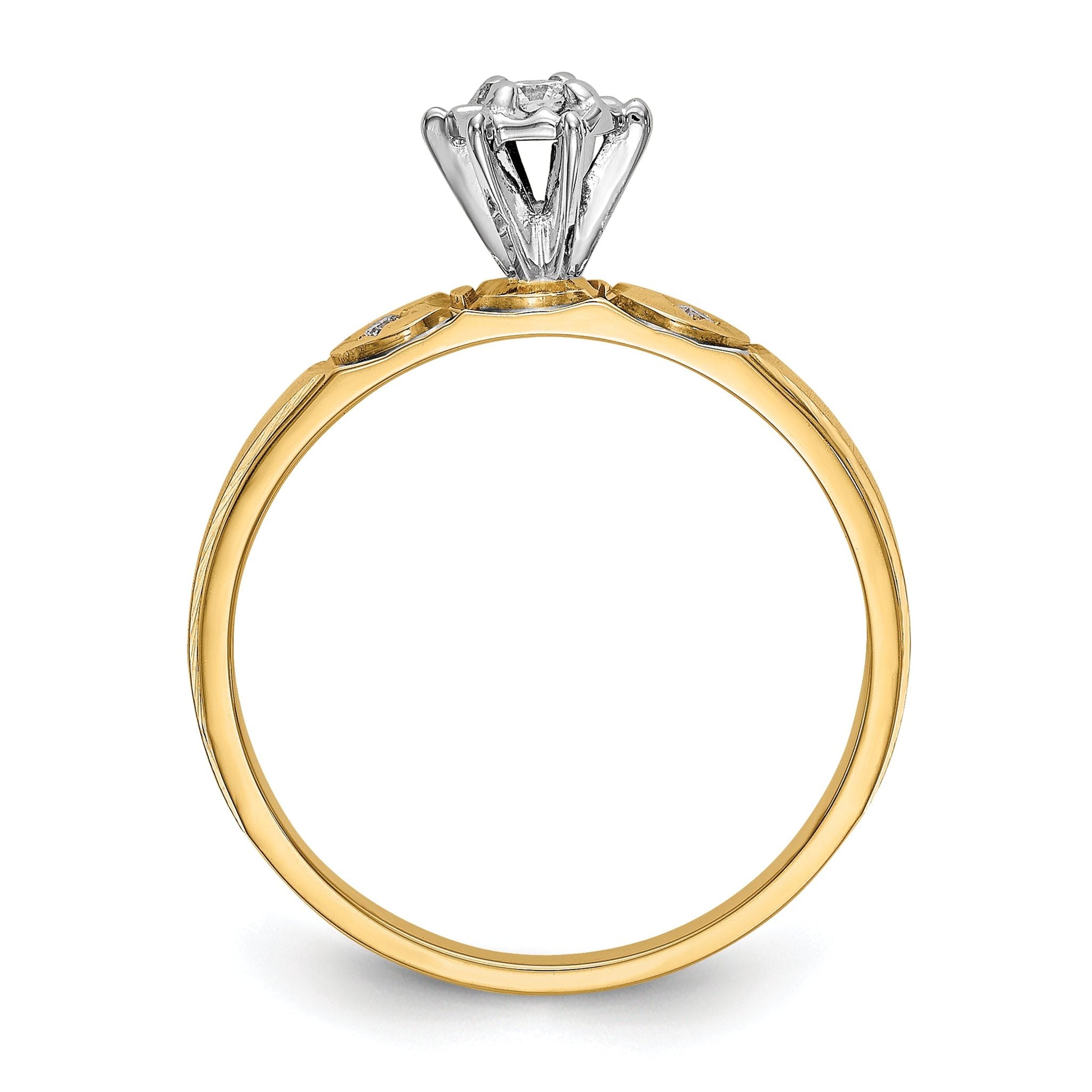 14k and Rhodium AA Quality 1/15 carat Diamond Trio Complete Engagement Ring Secondary image