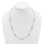 SS Rhodium-plated Polished Brushed and Beaded Necklace