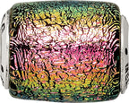 Sterling Silver Purple Dichroic Glass Bead with Antiqued Finish