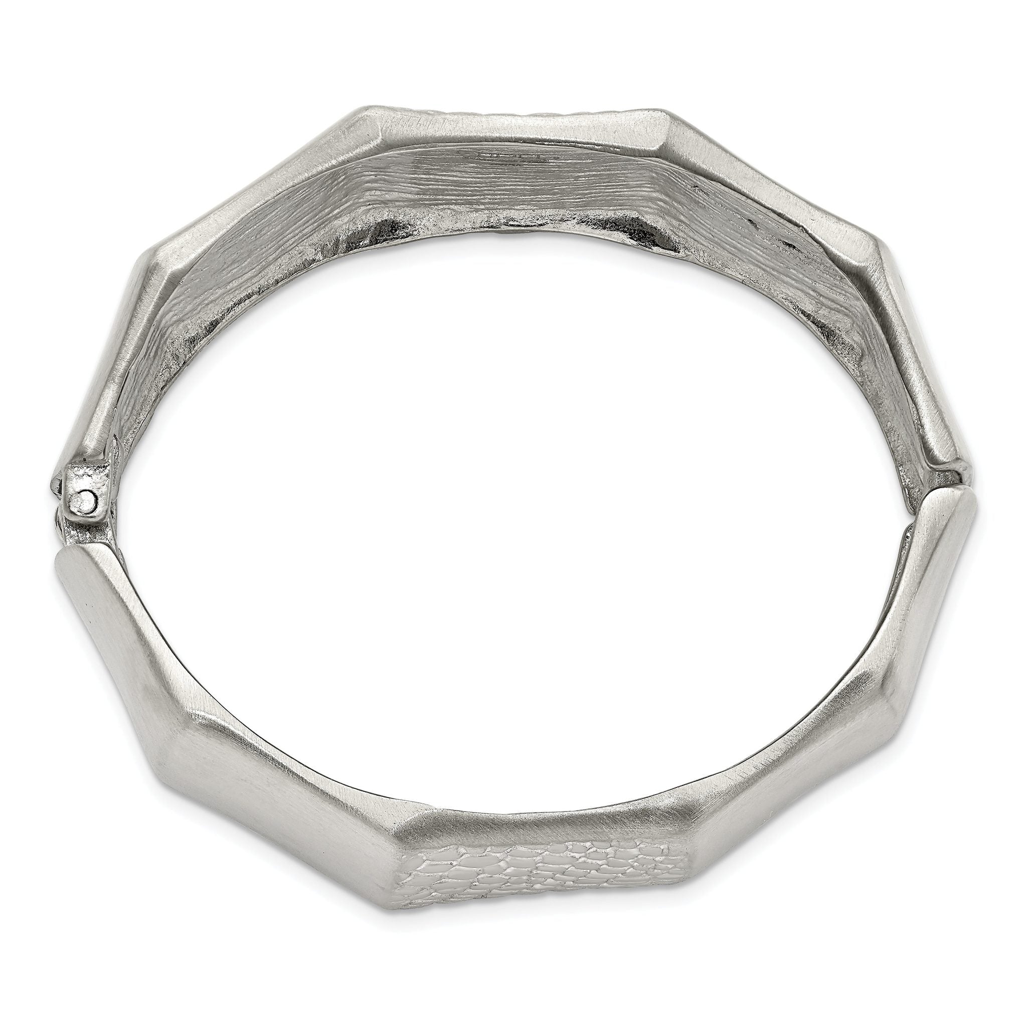 Stainless Steel Brushed and Textured Hinged Bangle Bracelet for Women Secondary image