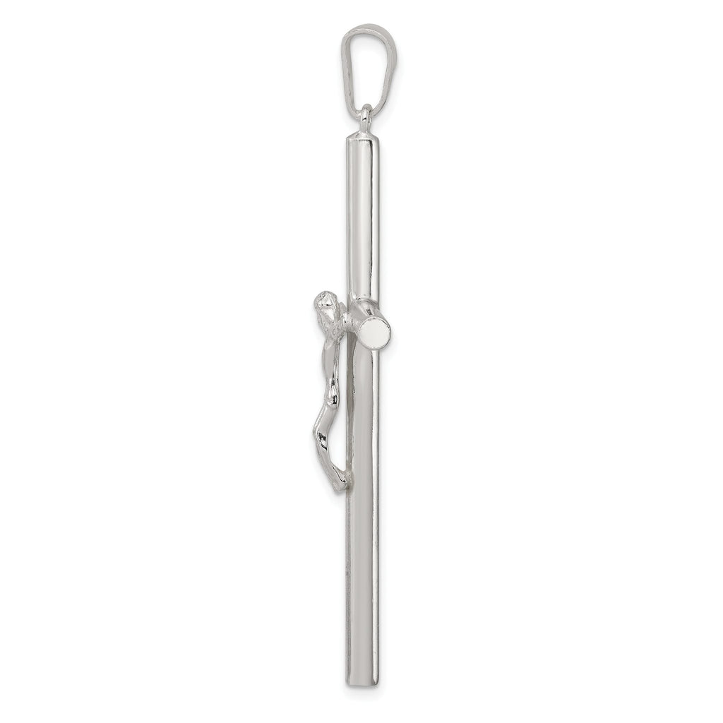 Sterling Silver 925 Hollow Crucifix Pendant with Polished Anti-Tarnish Finish